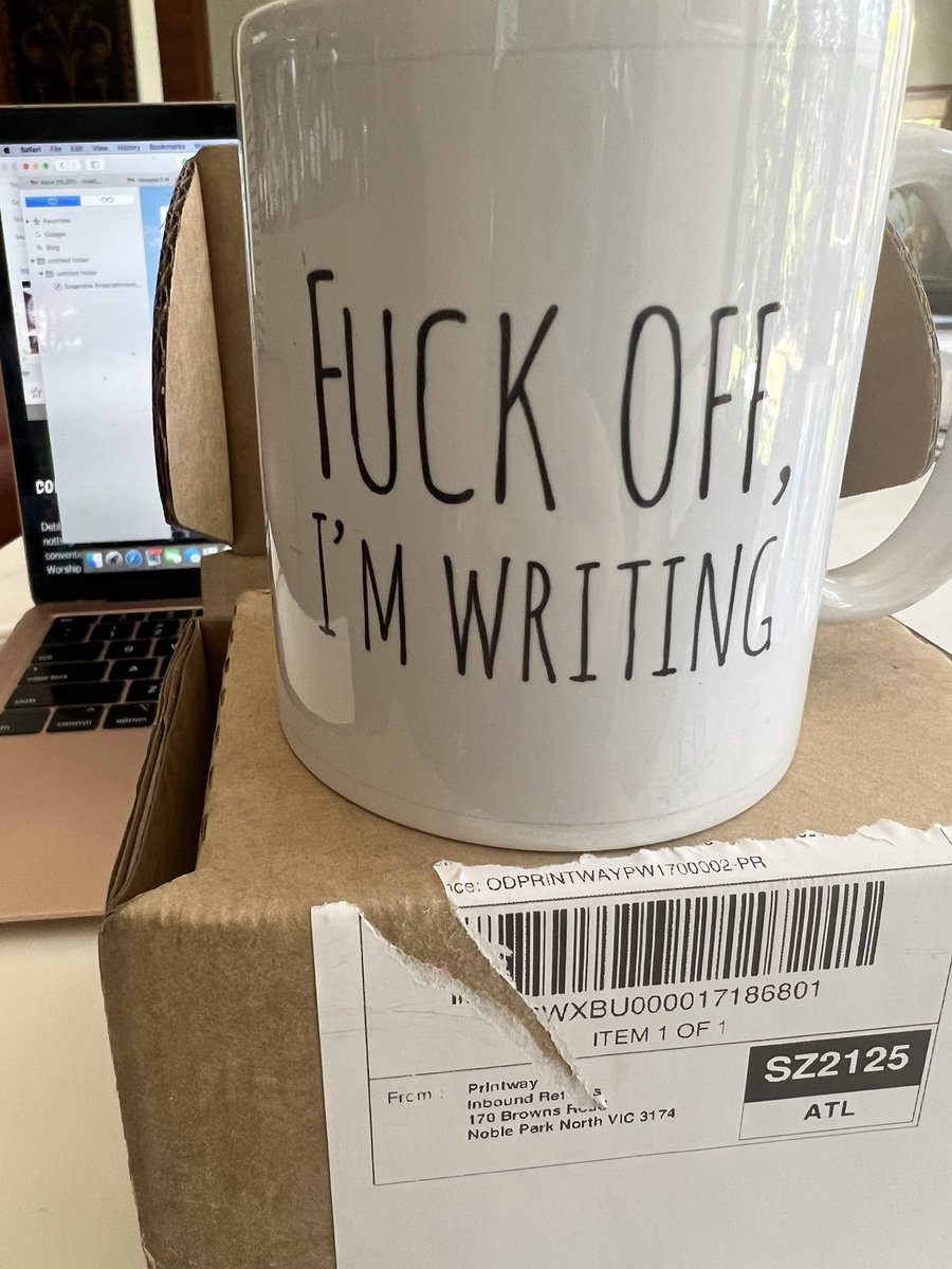 This just arrived at my door with no card or explanation. I love it. It sums up my inner most thoughts perfectly  #writer #Screenwriter #screenwriting #screenwriters #comedy #fuckoff