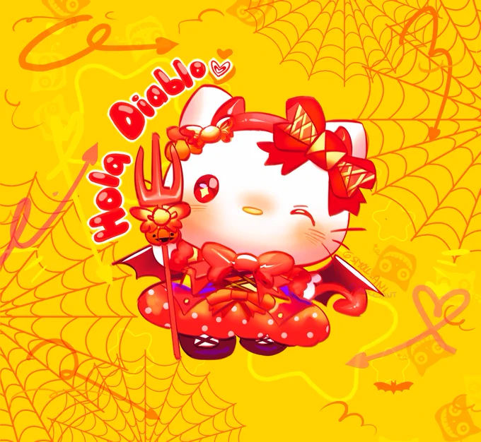 Hola diablo &amp; friends  #myart #SanRio  #Halloween2022 #mymelodyandkuromi#cinnamonroll #HelloKitty 