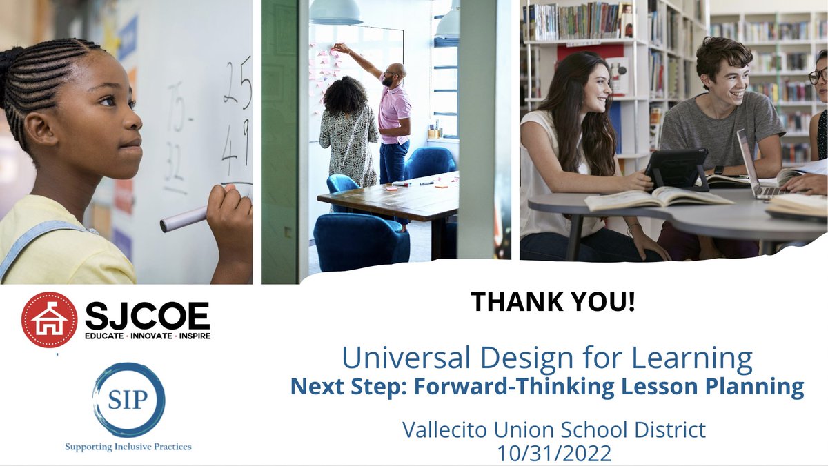 SIP_Impact_'s tweet photo. Granted, times are tough...still, we continue to be inspired by the reflective &amp; progressive work continuing around inclusive education. UDL, Inclusion, Barriers, Lesson Planning, Belonging, Learner Variability, Expert Learners, Standards for ALL...
#vallecitounionschooldistrict https://t.co/qSPl6ojxgW