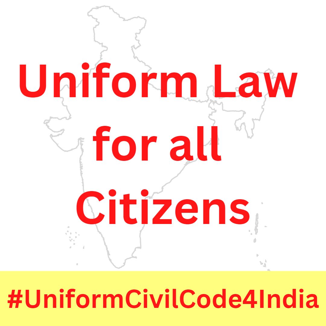 Pranita_HINDU's tweet photo. #UniformCivilCode4India
O Indian Citizens do you know what is Uniform Civil Code?
It is given in our Constitution under
Article 44. It states that “The State shall endeavour to secure the citizen a Uniform Civil Code throughout the territory of India”.
I.e. One Nation - One Law! https://t.co/YxlZvhLQca