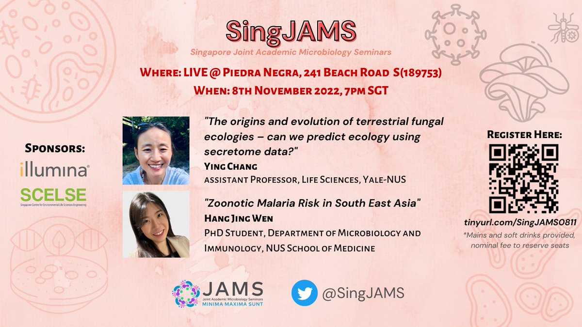 Humans, fungi, and viruses. What do they have in common? They can evolve! Join us on November 8 at Piedra Negra to learn more about these fascinating organisms. See you there :)

Register at tinyurl.com/SingJAMS0811