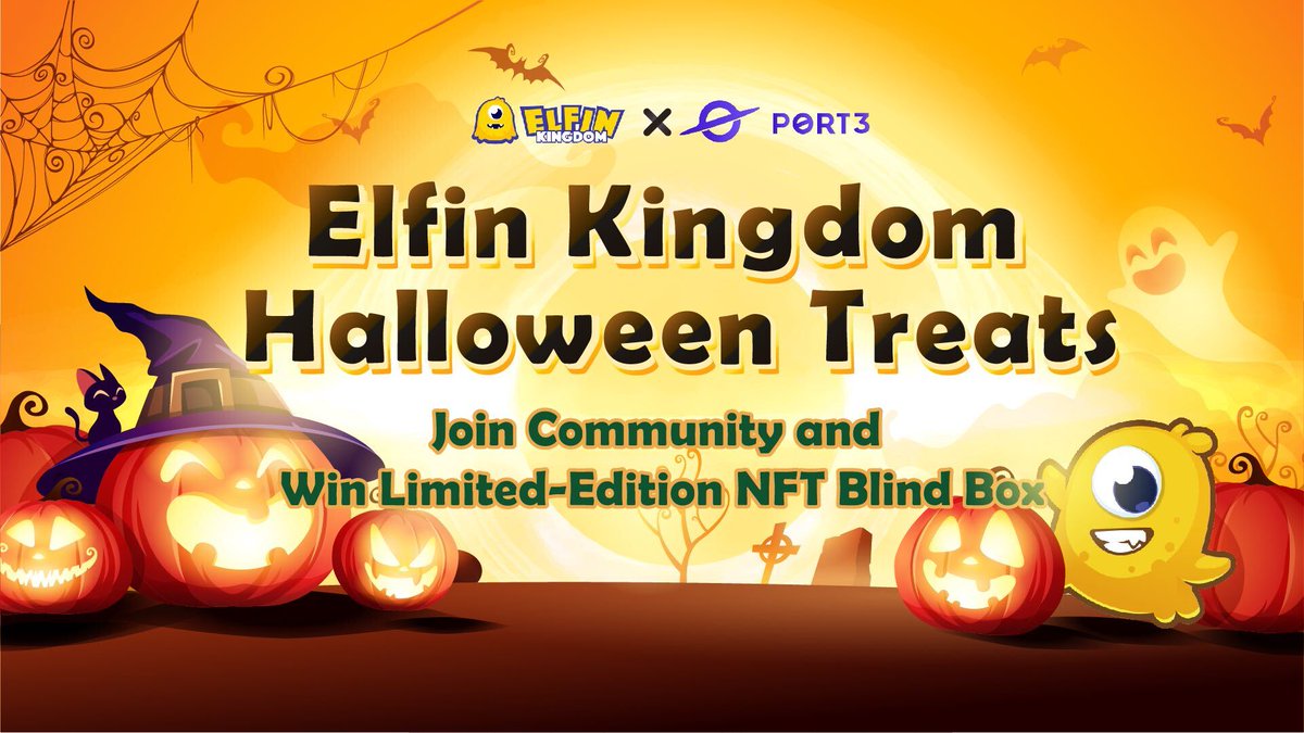 ElfinGames's tweet photo. 🎃Welcome to Elfin Kingdom Halloween Party👻!

🍬No trick, just treats!

🔥Halloween-themed NFT #ELFIN Blind Box Giveaway is now LIVE

📆Event duration: Nov 1- Nov 6

🎁Prize: Elfin Kingdom Halloween NFT for 50 winners

👇Join now 
https://t.co/MF7mJTYePG

#Giveaway #Airdrop https://t.co/5BpFyxm59F