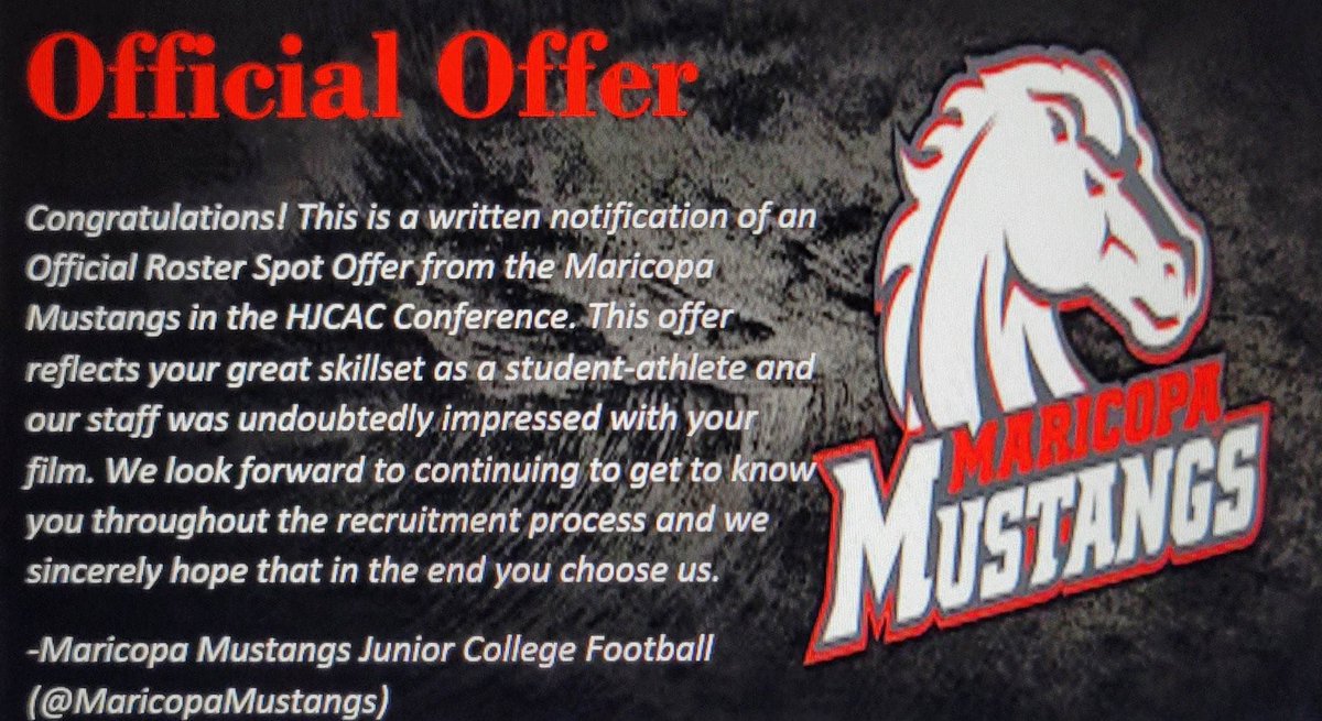 After a amazing conversation with @CoachRetiz I am Blessed to say I have EARNED an offer from @MaricopaMustang @PrepMississippi @KardariusCross
