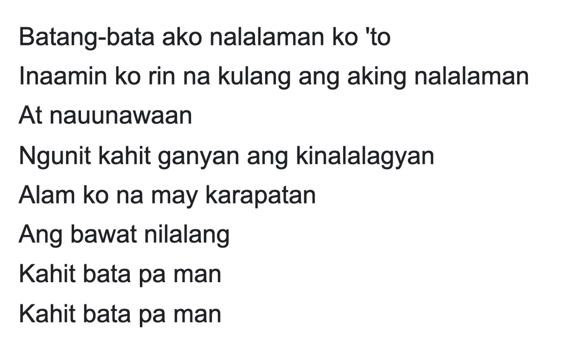 Danny Javier's death has led me back to 'Batang-Bata Ka Pa.' Turns out that in its lyrics one finds elements of resistance: that the young, whom their adults dismiss, have their rightful place in this world. Wasn't my big Apo Hiking song when I was much younger, but now it is.