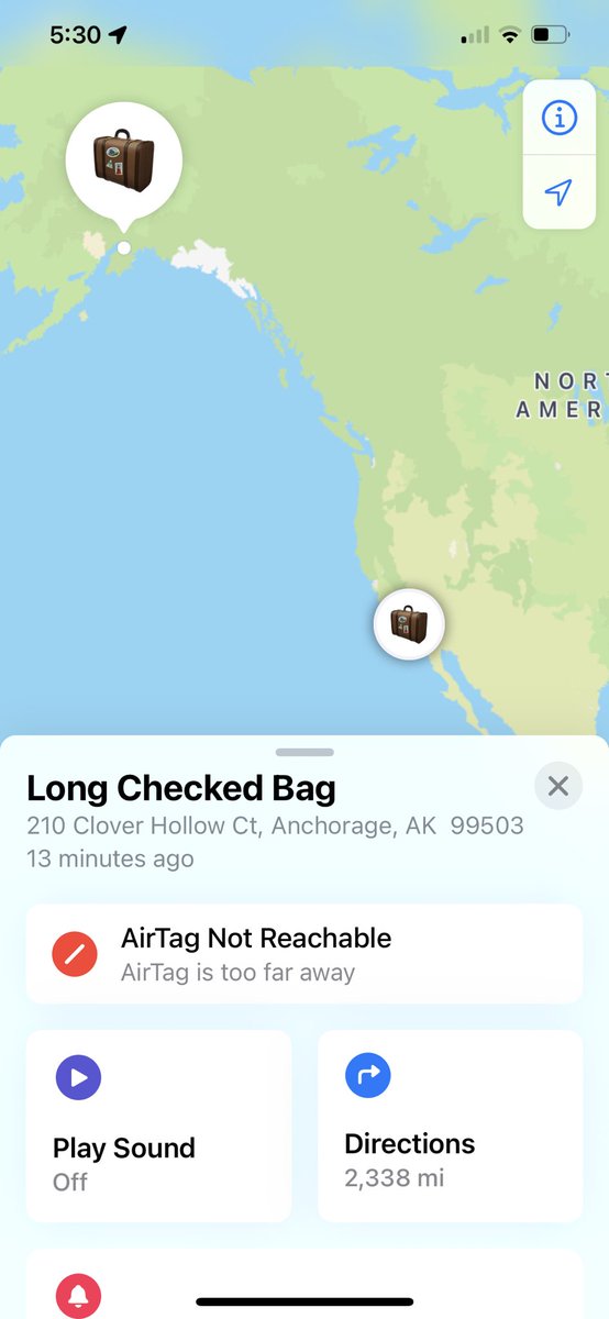 Hey @united, one of your employees at Anchorage Airport rummaged through my luggage and took some film equipment home with them. They inadvertently took my Apple AirTag that I had hidden. Can you tell your employee who lives at: 210 Clover Hollow Court to give me my stuff back?