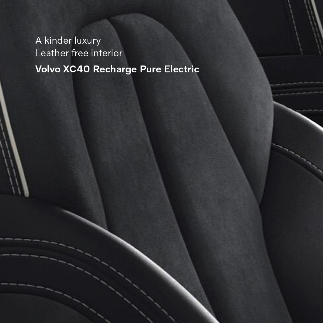 The interior of the Volvo XC40 Recharge Pure Electric has been created without the use of any leather and is a living expression of responsible luxury. Buy online here: bit.ly/3Dmxnpz. #XC40Recharge #FutureIsElectric