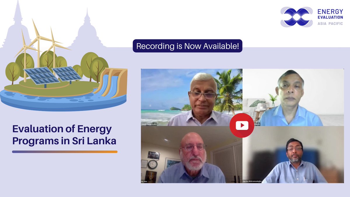 Thank you for joining our webinar on the Evaluation of Energy Programs in Sri Lanka last week. We hope you enjoyed the dynamic discussion and insights from our speakers. The recording is now available: bit.ly/3DOk0zG

Join our mailing list at: energy-evaluation.org