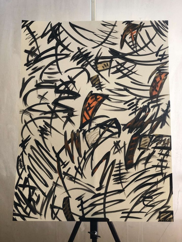18•24 Acrylic on paper
Blk, orange & gold
#blacklines #contemporaryart 
#abstractartist #abstractart
#jaimeleeart #jaimeart #JLD #jaimelee #artist #artista #hartfordart #latinaartist #hartfordartist #ctartist
#art #artwork #myart
#LatinosCreate #ArtistOnTwitter #OctoberVibes