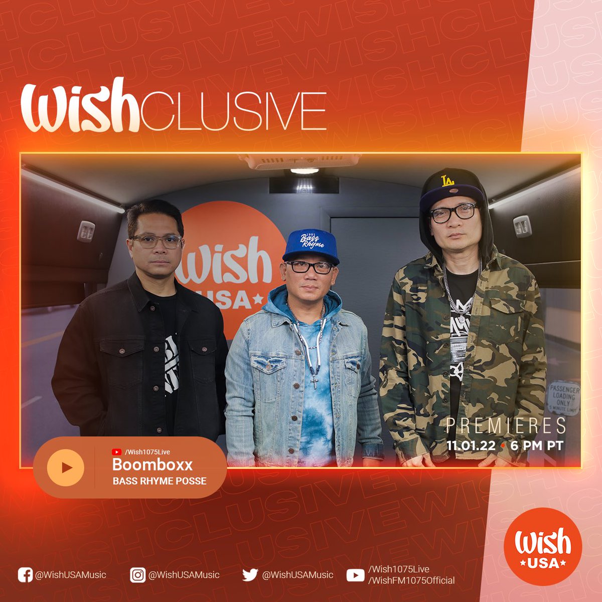 wishusaofficial's tweet photo. Hip-hop group Bass Rhyme Posse is back on Wish USA performing "Boomboxx"! Catch the rhyme and rhythm flow on our YouTube channel tomorrow!

#WishBus #BassRhymePosse #Boomboxx https://t.co/aDEkrw4ACe