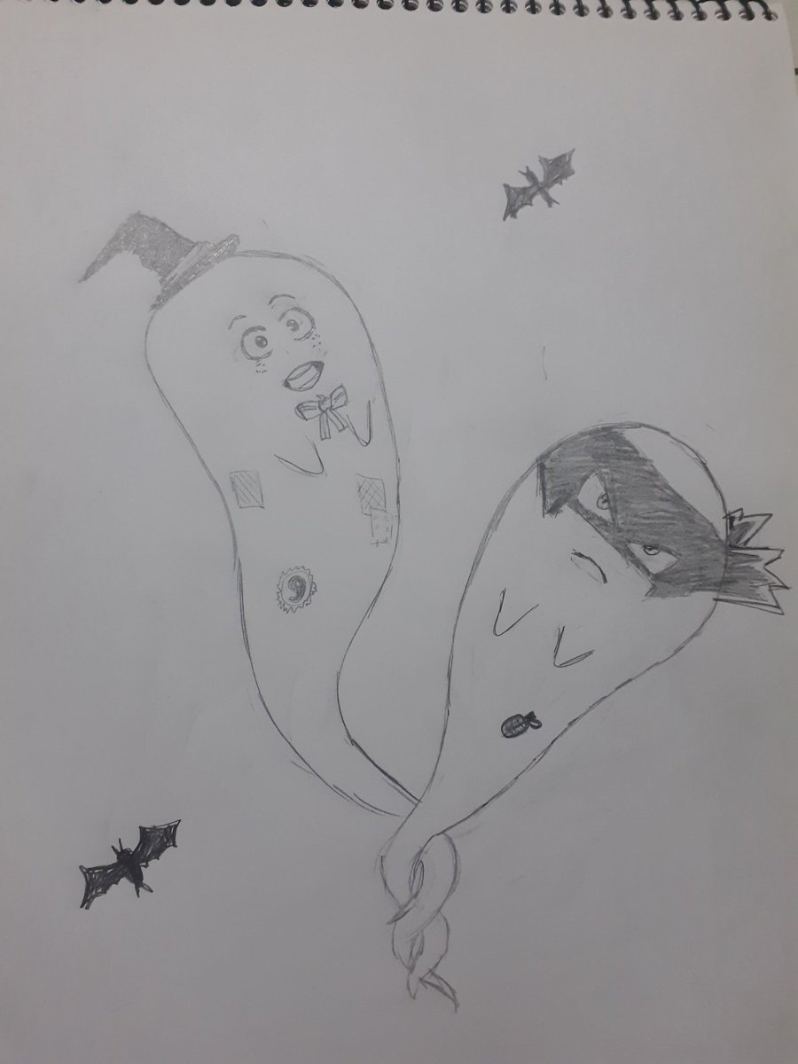 8° Ghost 🧡💚

🥦: Buuu~ ¡Feliz Halloween!
💥: Shinne...

P.d: Un poco tarde pero ¡Aquí está! Más que fantasmas parecen globos 🤣 pero se ven tiernos así.
 
#bkdkhalloweek2022 #bkdkhalloweek #bkdk #mha #bnha #bkdkhalloweek2022