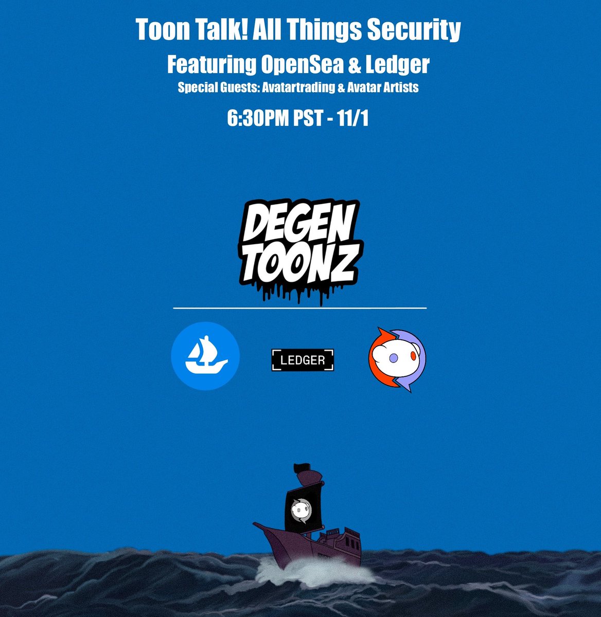 The biggest Twitter space of 2022 with <a href="/DegenToonz/">Degen Toonz</a>, <a href="/opensea/">OpenSea</a>, and <a href="/Ledger/">Ledger</a>. Hope to see you there! #RedditNFT #Cryptocurency #Security