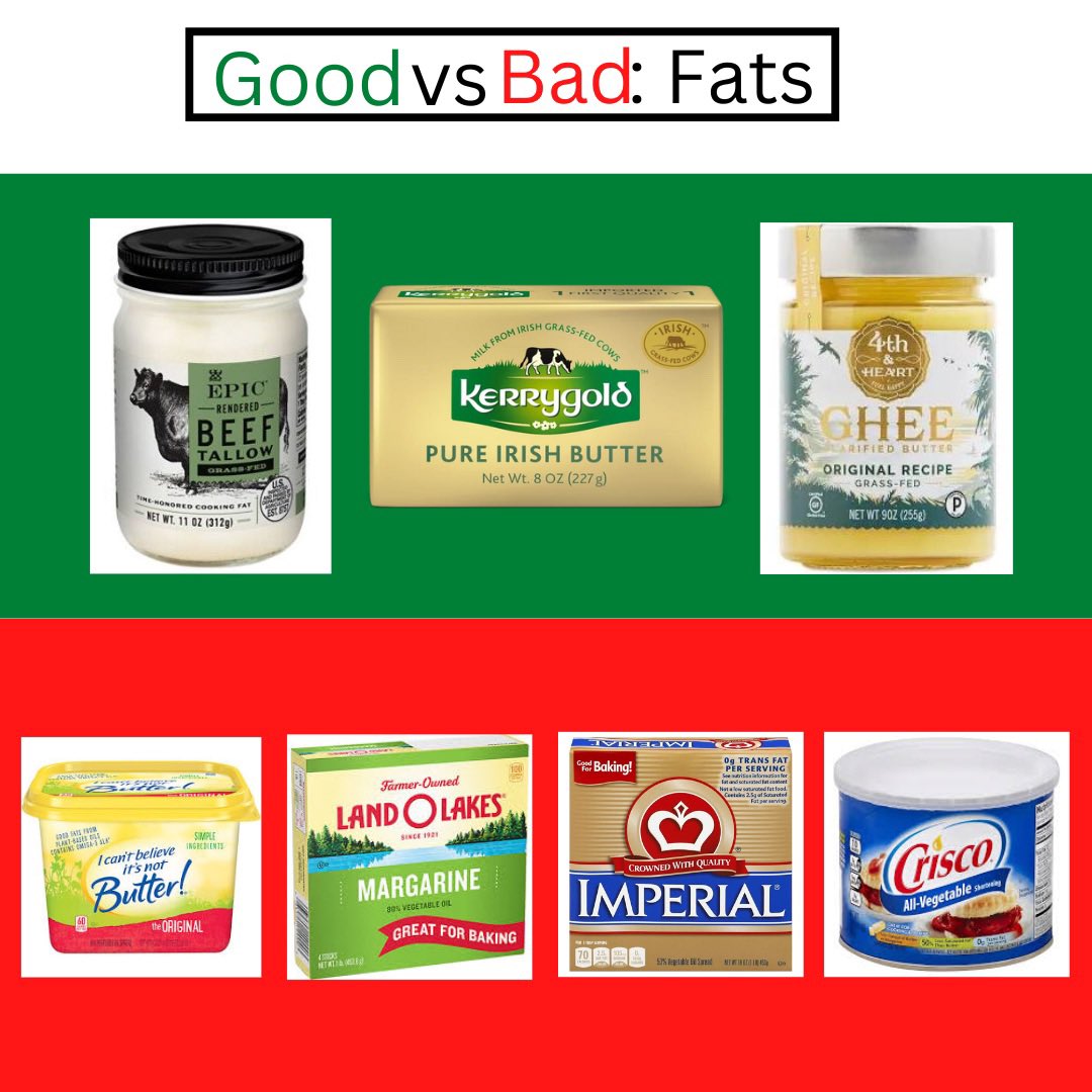 BowTiedFairyy's tweet photo. To follow up on my good vs bad post on oils, let’s talk fats. 

Back in the day, it was common place to use animal fats or butter to cook with. And then came the industrial seed oils…

But we talked oils in the last post? https://t.co/KNQVwVfxDL