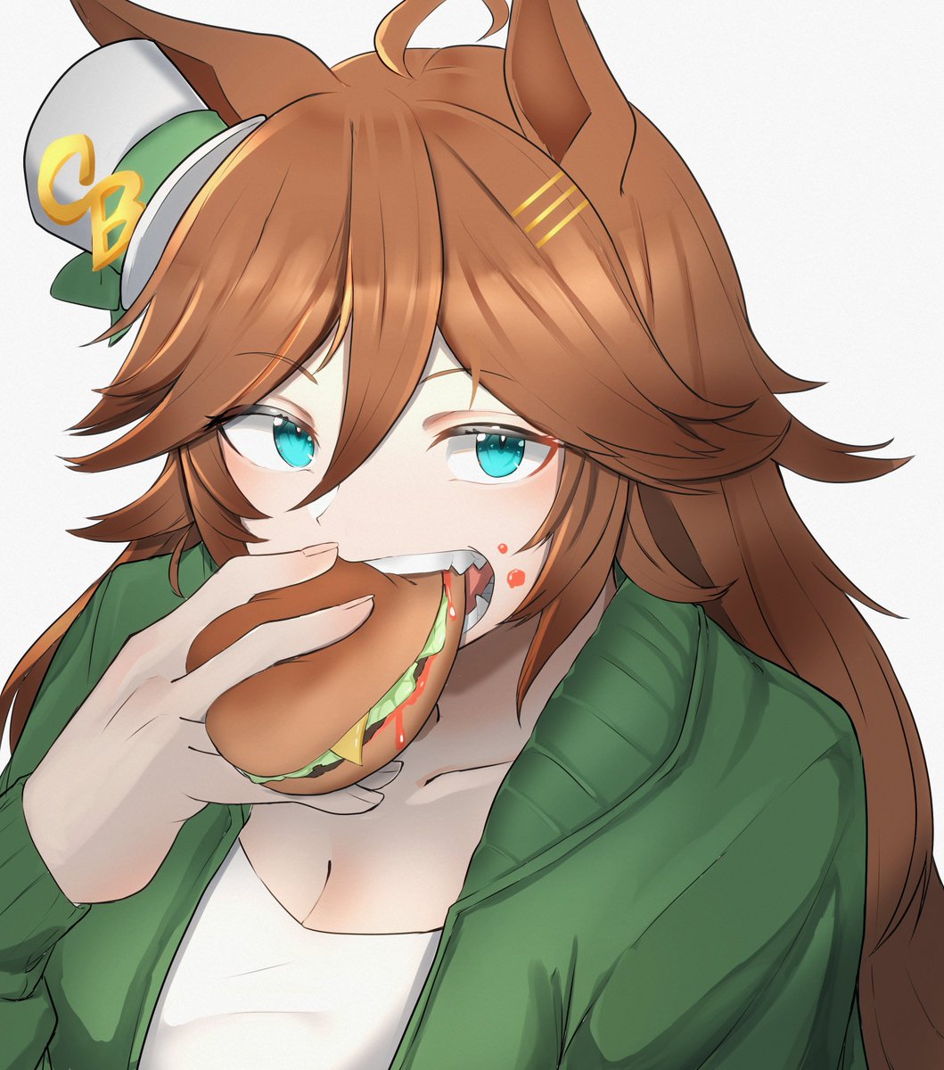「ハンバーガー食べシービー#ウマ娘 #ミスターシービー 」|蛇の目でおむかえ@skeb募集中のイラスト