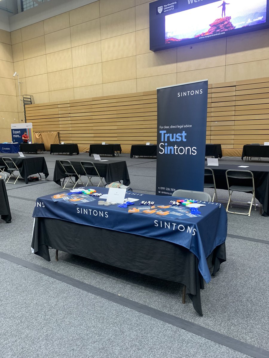 Our trainees @amycarlton16 and @BenMcMurdo1 are at <a href="/NorthumbriaUni/">Northumbria Uni</a> careers fair today! Come down to chat with them about the recruitment process and life as a trainee at <a href="/SintonsLaw/">Sintons LLP</a> #TrustInSintons