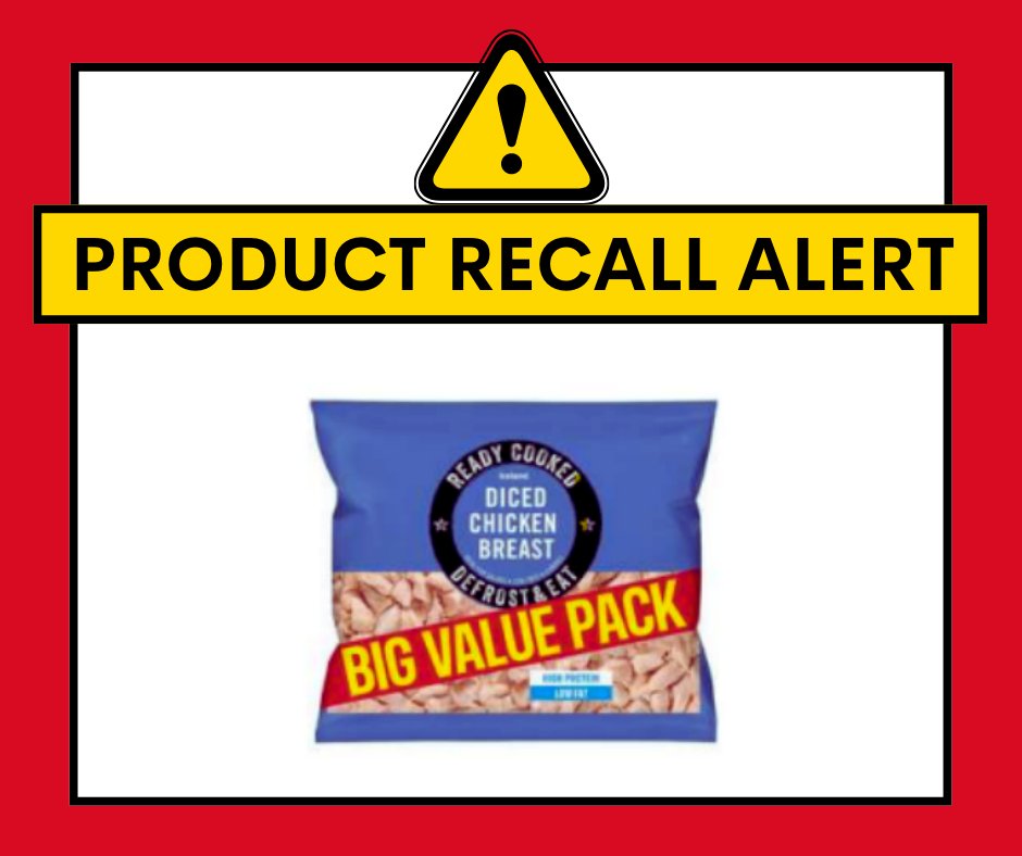 OfficialHantsTS's tweet photo. ⚠️ Iceland is recalling Iceland Ready Cooked Diced Chicken Breast because some packs may contain uncooked chicken. The possible presence of raw, uncooked chicken makes this product unsafe to eat.

More info here: https://t.co/12EB6EmlKE 

#checkittuesday https://t.co/B4OS2cKbxy