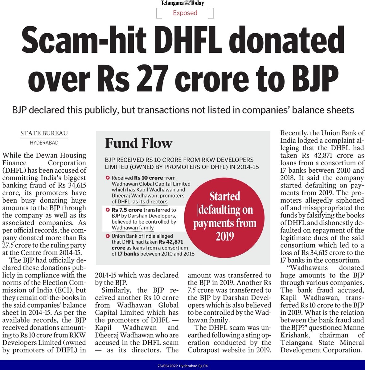 Arun2981's tweet photo. AAP got 50 crores from fraudster - alleged by BJP. No proof provided 

BJP got 27 crores from DHFL whose owners are in jail for Fraud ! 

BJP has no shame left https://t.co/gh5o2BDnRM