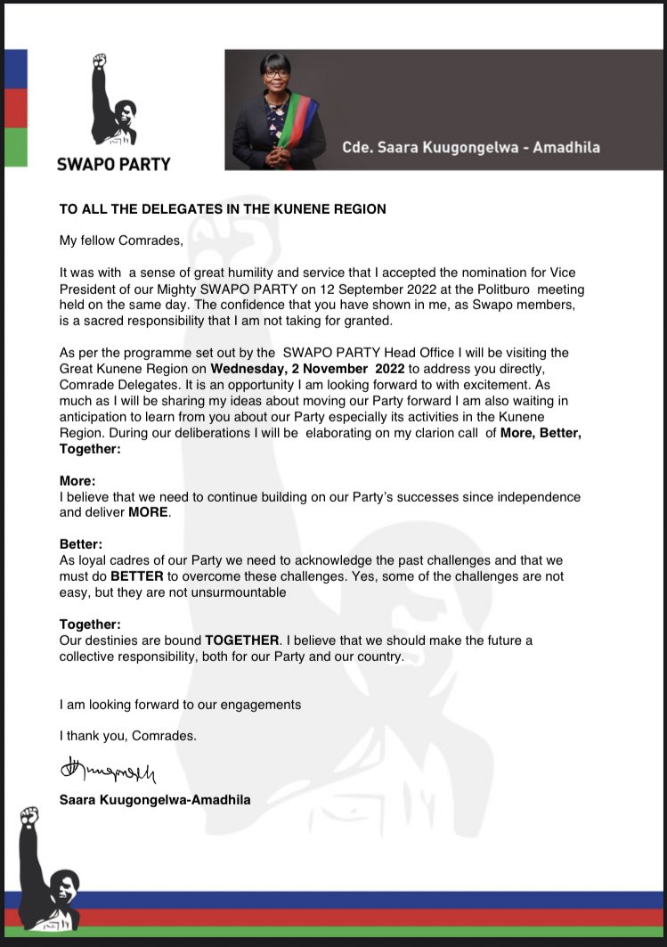 comradesaara's tweet photo. Kunene Region are you ready for our engagement #VoteCdeSaara #IncomingVp #ObviousChoice https://t.co/nvu52pO2w1