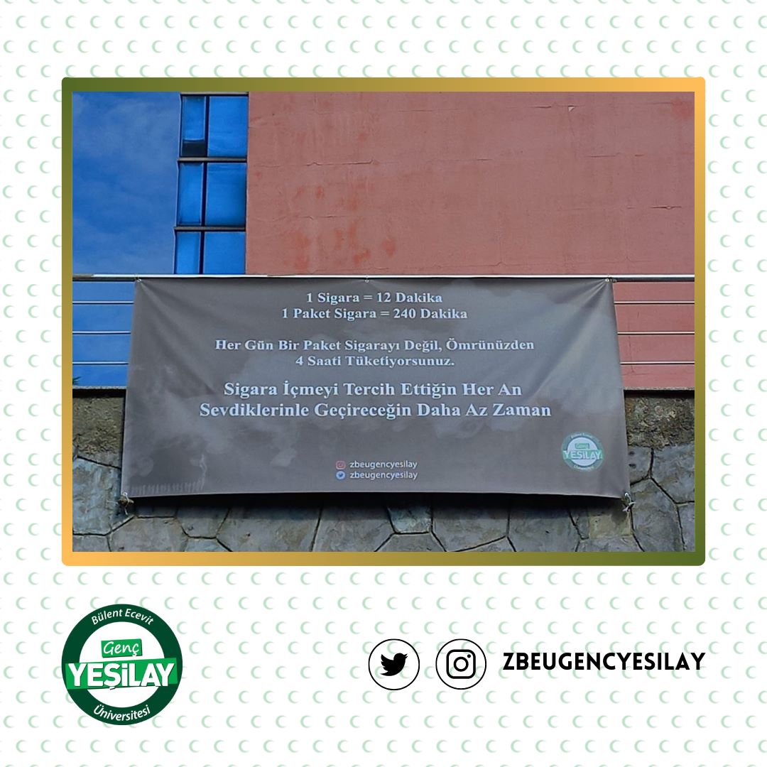 zbeugencyesilay's tweet photo. Sigara içmeyi tercih ettiğin her an, sevdiklerinle geçireceğin daha az zaman💚 
Sigara bağımlılığı ile ilgili afişimiz Farabi kampüste yerini aldı. 🌿 #gençyeşilaycı

https://t.co/nmGuUqfXk4 https://t.co/Tnkq6oG2k4