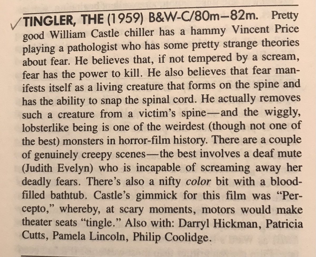 FilmFan1971's tweet photo. Danny Peary’s write-up of The Tingler (1959). #TheBigScream https://t.co/JphVPp5OjA