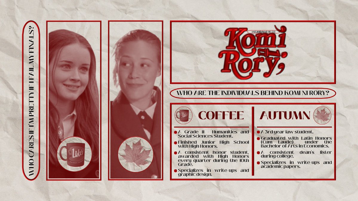 KomiNiRory's tweet photo. Tired of pulling an all-nighter with coffee as your companion?😴📖 Striving to be 'Rory Gilmore' as the academic calendar begins? 📚✨

Smell the newly brewed cup of coffee without academic stress, as Komi ni Rory is here to guide you toward 'Gilmore academic success!' ☕️🍁 https://t.co/4xjr9z3Izg