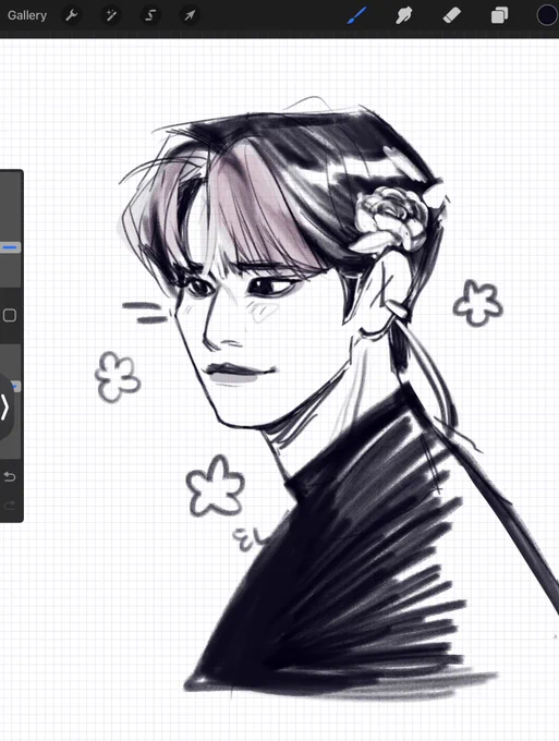 hi there! i hope you're having a lovely day. idea: a member with a flower in his hair? kind of tucked behind his … - seungmin with flowers!!! 🌷 #MAMAVOTE #straykids https://t.co/0vuPPSbgMr 
