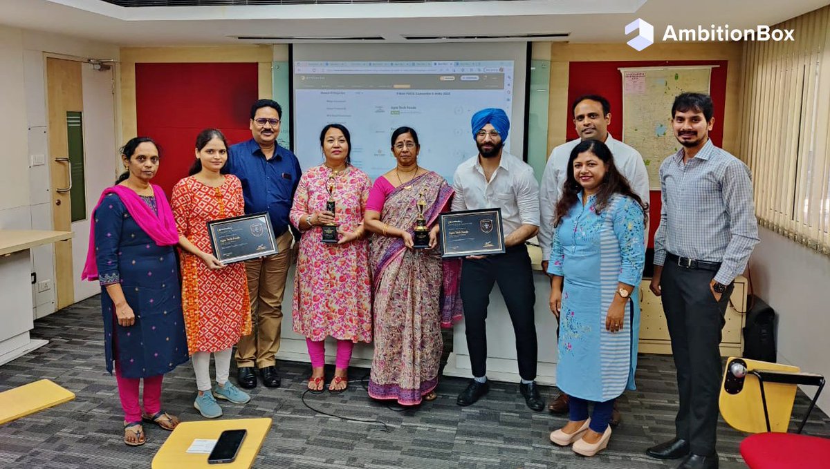 Congratulations to Agro Tech Foods Limited on winning the AmbitionBox #BestPlacesToWork in India Awards 2022🔥🔥

They ranked among the top 15 companies in the small companies category and the top 3 small companies in the FMCG industry.

#employeefirst #ambitionbox