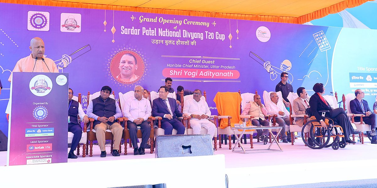 PCCAIofficials's tweet photo. Shri @myogiadityanath , The Chief Minister of Uttar Pradesh inaugurated The 'Sardar Patel National Divyang T20 Cup'.
@PCCAIofficials (Partnered with @Icclcricket ) extends its congratulations to organizers, participants and all the supporters.
#supportphysicallychallengedcricket https://t.co/roY4KjScTj