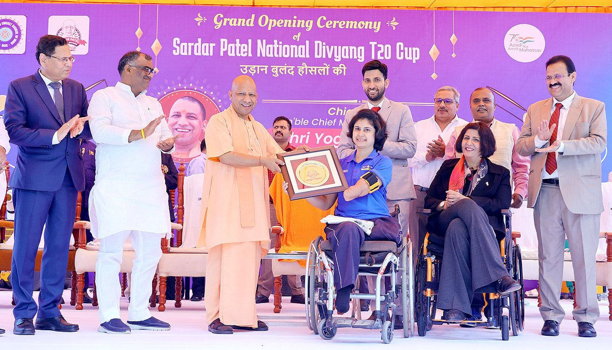 PCCAIofficials's tweet photo. Shri @myogiadityanath , The Chief Minister of Uttar Pradesh inaugurated The 'Sardar Patel National Divyang T20 Cup'.
@PCCAIofficials (Partnered with @Icclcricket ) extends its congratulations to organizers, participants and all the supporters.
#supportphysicallychallengedcricket https://t.co/roY4KjScTj
