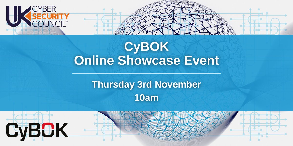 cy_bok's tweet image. 💥Just a couple of days until the #CyBOK Online Showcase event on 3 November from 10am and there's still time to join us!
Agenda: bit.ly/3UfpBog
Join via Zoom: bit.ly/3DpZq7t