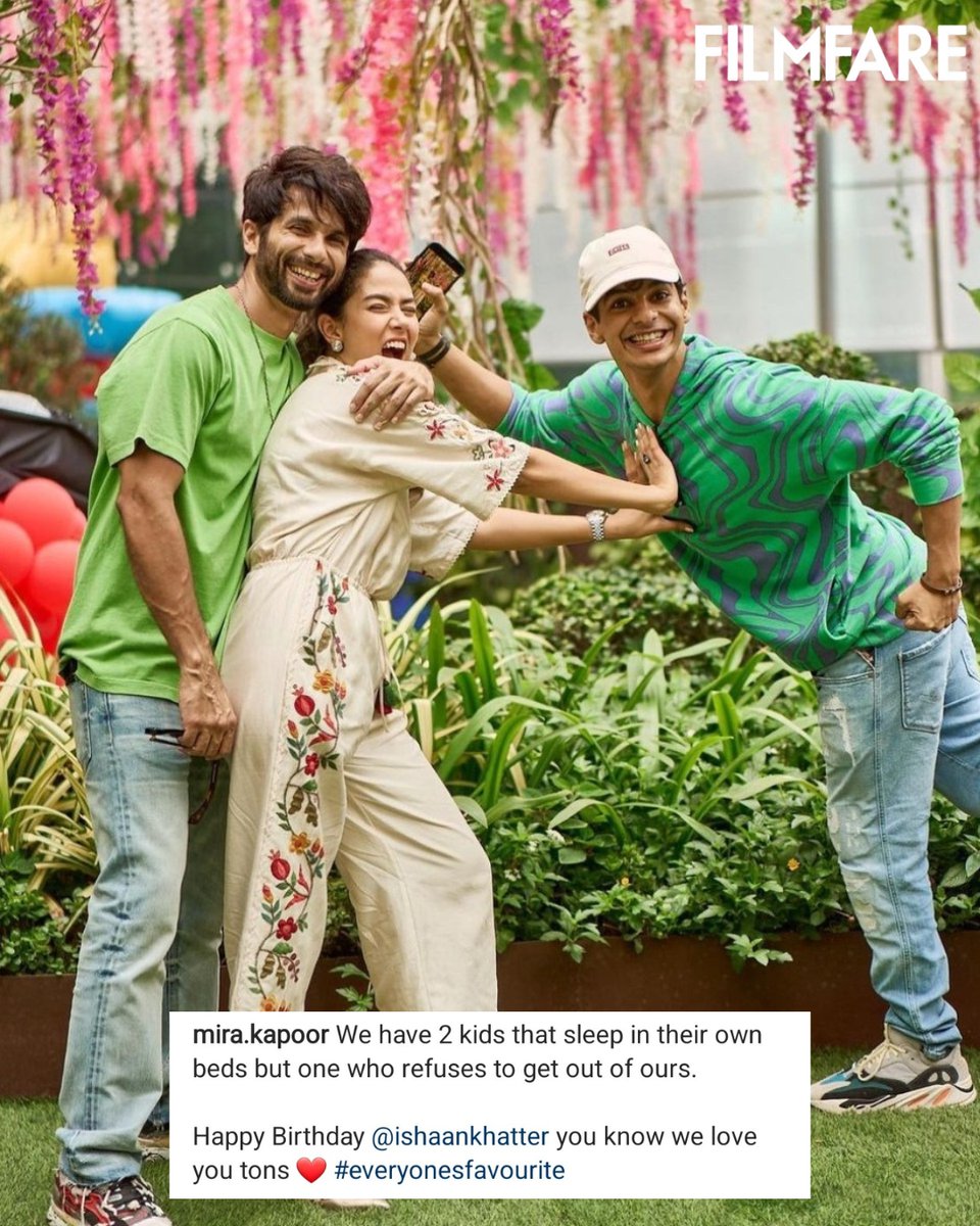 Cutest trio ever! 💚❤️ #MiraRajput shares a throwback picture with #ShahidKapoor and #IshaanKhatter on the latter's birthday.