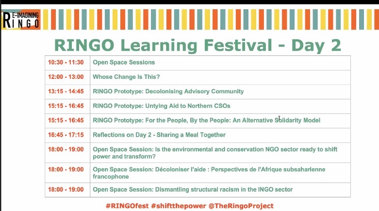Today is the day 2 of the #RINGO #Learning #Festival, and we are excited you will join us for another insightful conversation.  

Here is what to expect in today’s session.     

Join us today, register here  bit.ly/3sBzz7E   

#RINGOfest   
#shiftthepower