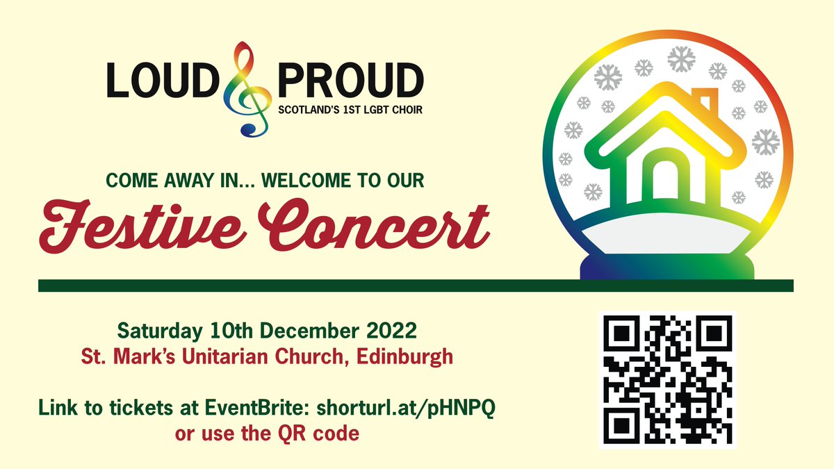 Come and share with us some festive cheer. Lighten the dark days of December with awesome a cappella tunes! St Mark's Unitarian Church, Edinburgh, 10th December. 7.30pm. Tickets: shorturl.at/pHNPQ  #LGBTQIA  #choirconcert #edinburghchoir #festiveconcert #acappellachoir
