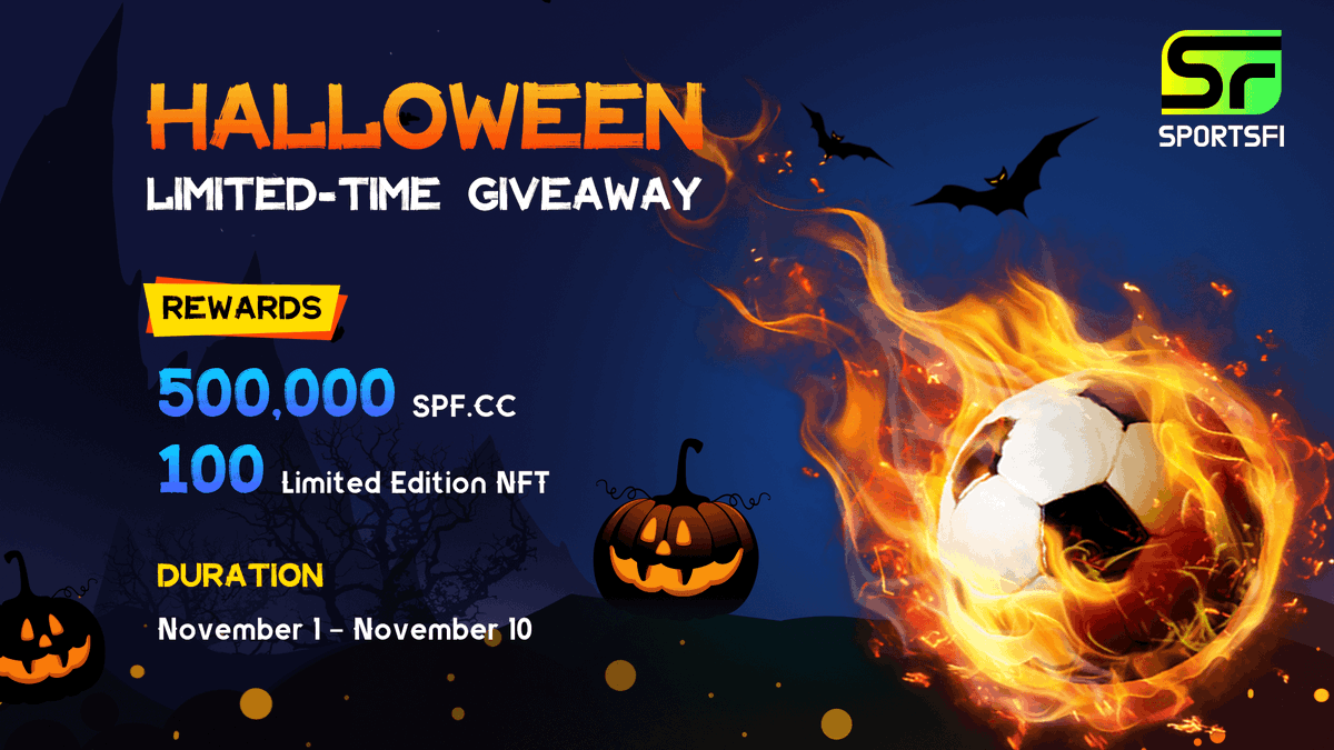Sportsfi_cc's tweet photo. 🎃 SportsFi Halloween Airdrop Event 🎃

💰500,000 https://t.co/ctXAAtYqli and 100 Limited Edition NFTs

✅Follow @Sportsfi_cc and RT
✅Join the TG https://t.co/0fIL42m5F9
✅Join the Discord Server https://t.co/9N5HAYyuHh

➡️Event Page: https://t.co/IKeQuln0Rp

#Giveaway #Airdrop https://t.co/Nm5nx6CPnc