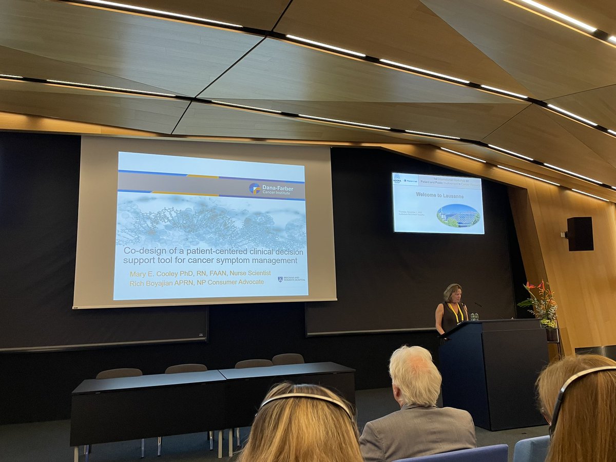 andreloops's tweet photo. 1/ An exciting presentation from Prof. Mary Cooley from @DanaFarber & @BoyajianRichard from @BrighamRadOnc on the instrumental role of #PPI in co-designing a patient-centered decision support program for cancer symptom management. #labpat @iufrs https://t.co/irJBiTj9dy