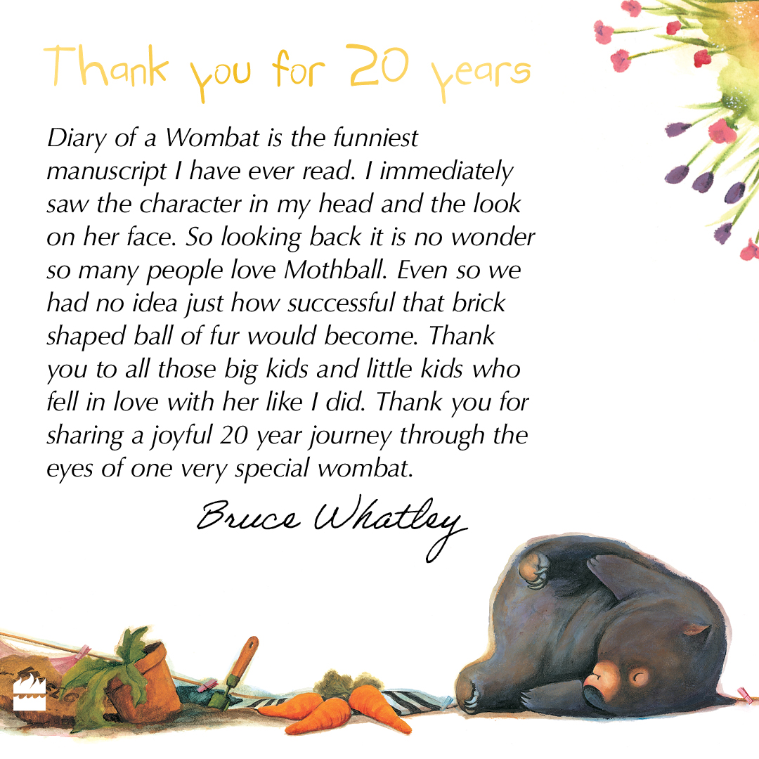 HarperKidsOz's tweet photo. 🌟Celebrating 20 years of Australia's best-loved wombat🌟

Diary of a Wombat 20th Anniversary Edition and Diary of a Rescued Wombat out 3 November.

#DiaryOfAWombat  #JackieFrench #BruceWhatley #DiaryOfARescuedWombat https://t.co/ig6CEyi1KX