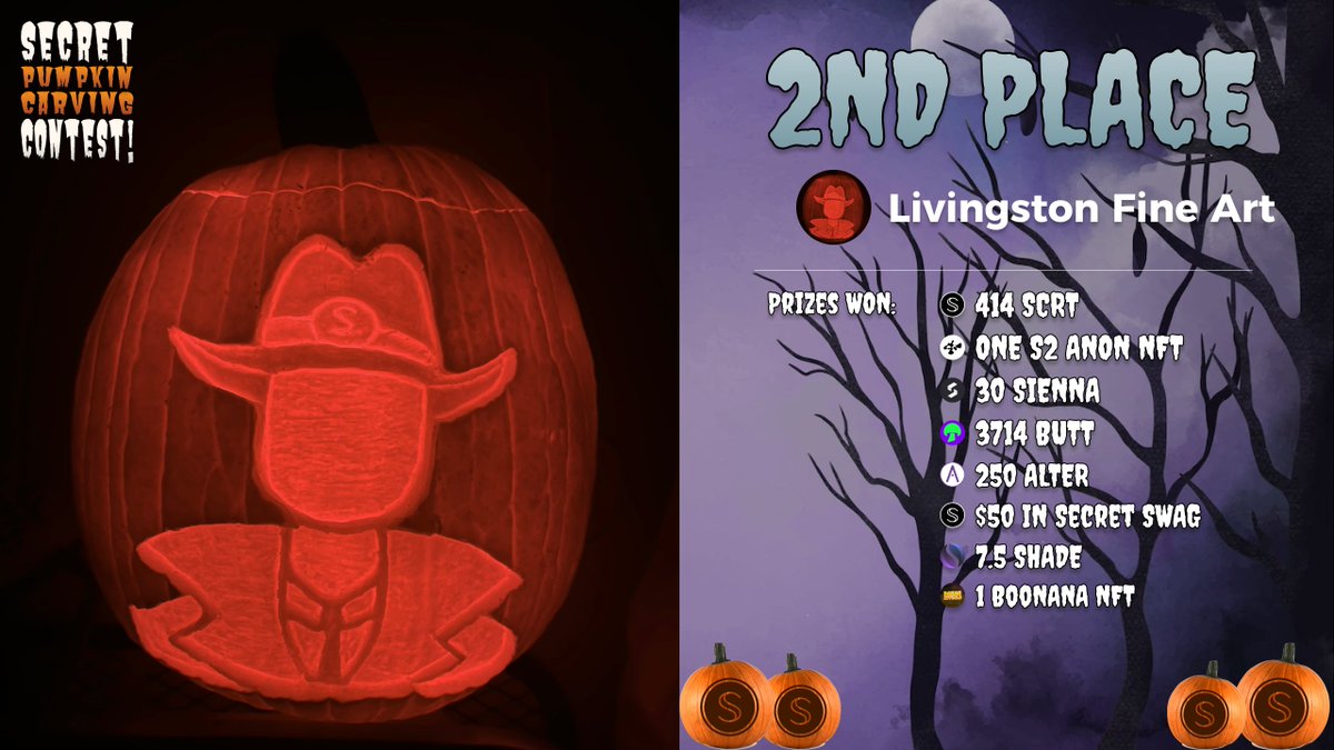 Fat Earther (@realfatearther) on Twitter photo Congratulations to <a href="/MLivingstonArt/">Livingston Fine Art</a> on placing ๐ฅ 2ND ๐๐ in the ๐ Secret Pumpkin Carving Contest with his scarily accurate depiction of an Anon!!๐ณ Congratulations to <a href="/MLivingstonArt/">Livingston Fine Art</a> on placing ๐ฅ 2ND ๐๐ in the ๐ Secret Pumpkin Carving Contest with his scarily accurate depiction of an Anon!!๐ณ