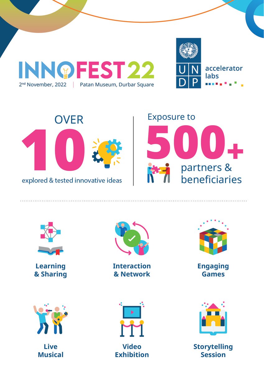 📢 Event Alert 📢

<a href="/UNDPAccLabs/">UNDP Accelerator Labs</a> Nepal together w/ German Embassy in Nepal is hosting #InnoFest, an Innovation Carnival bringing together a diverse group of local innovators, int’l delegates &amp; stakeholders. Join us on 2 Nov from 2pm onwards in Patan Durbar Square.

#ForTomorrow