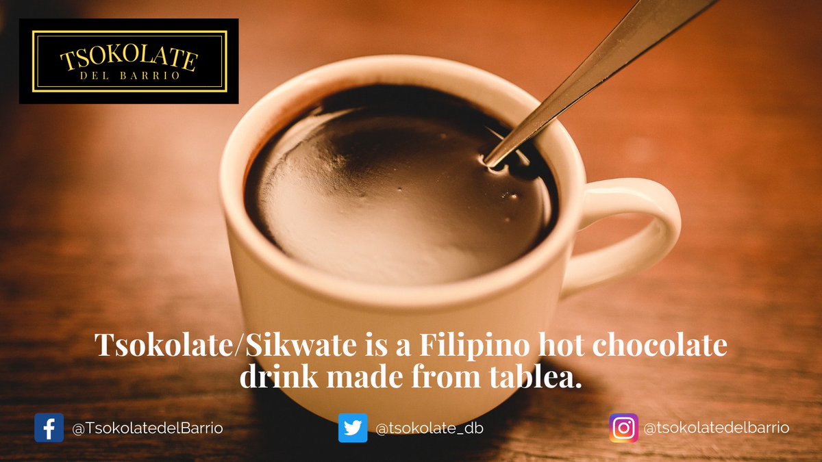 tsokolate_db's tweet image. What is the difference between tsokolate and sikwate? The two are the same refering to a filipino hot chocolate drink. The tagalogs call it tsokolate while in the Visayas region, they call it sikwate.

#tsokolatedelbarrio #tablea #tsokolate #sikwate