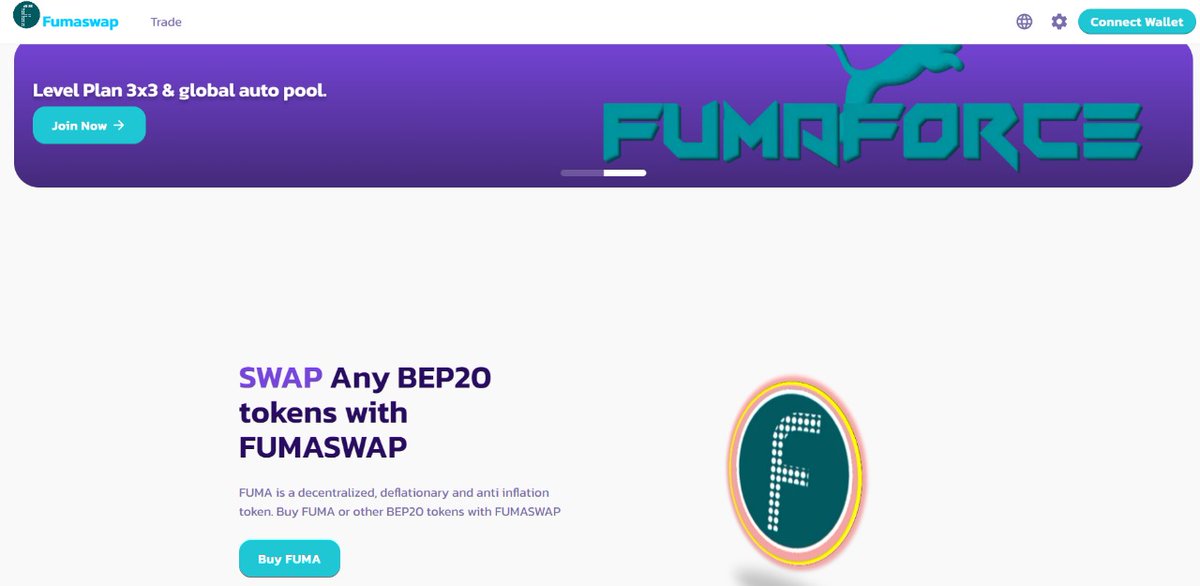 fumafinance's tweet photo. Fuma Finance has launched Fumaswap. Swap your BEP20 tokens easily on Fumaswap. https://t.co/uoNf39cuBE