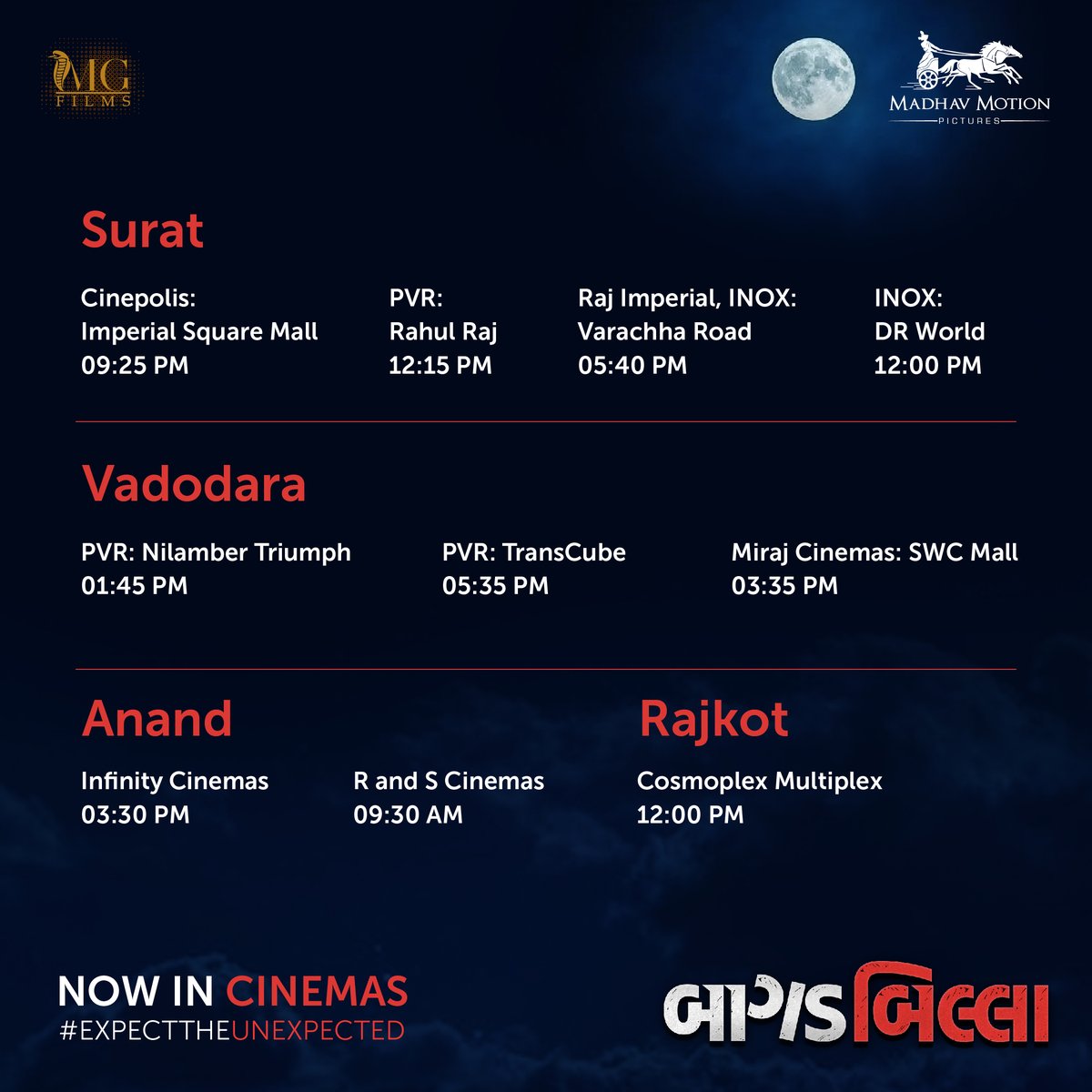 MadhavMotion's tweet photo. BaagadBillaa show timings. To book your tickets, follow the link: https://t.co/T3c5zYsJVx 

#BaagadBillaa #GujaratiMovie https://t.co/RvTnliq8Hj