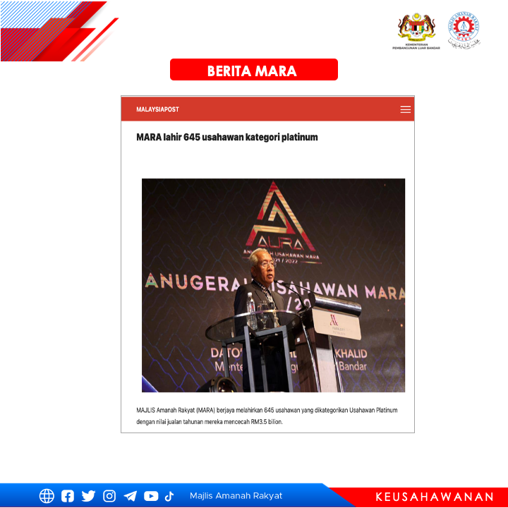 maragov's tweet photo. #BeritaMARA
MARA lahir 645 Usahawan Platinum β Berita Harian
https://t.co/oeolzcanbu
MARA lahir 645 usahawan kategori platinum β Malaysia Post
https://t.co/ihFhdphDRq
#mara #amanahrakyat #UsahawanMARA #KPLB #luarbandarsejahtera https://t.co/dRNHB5ifpE