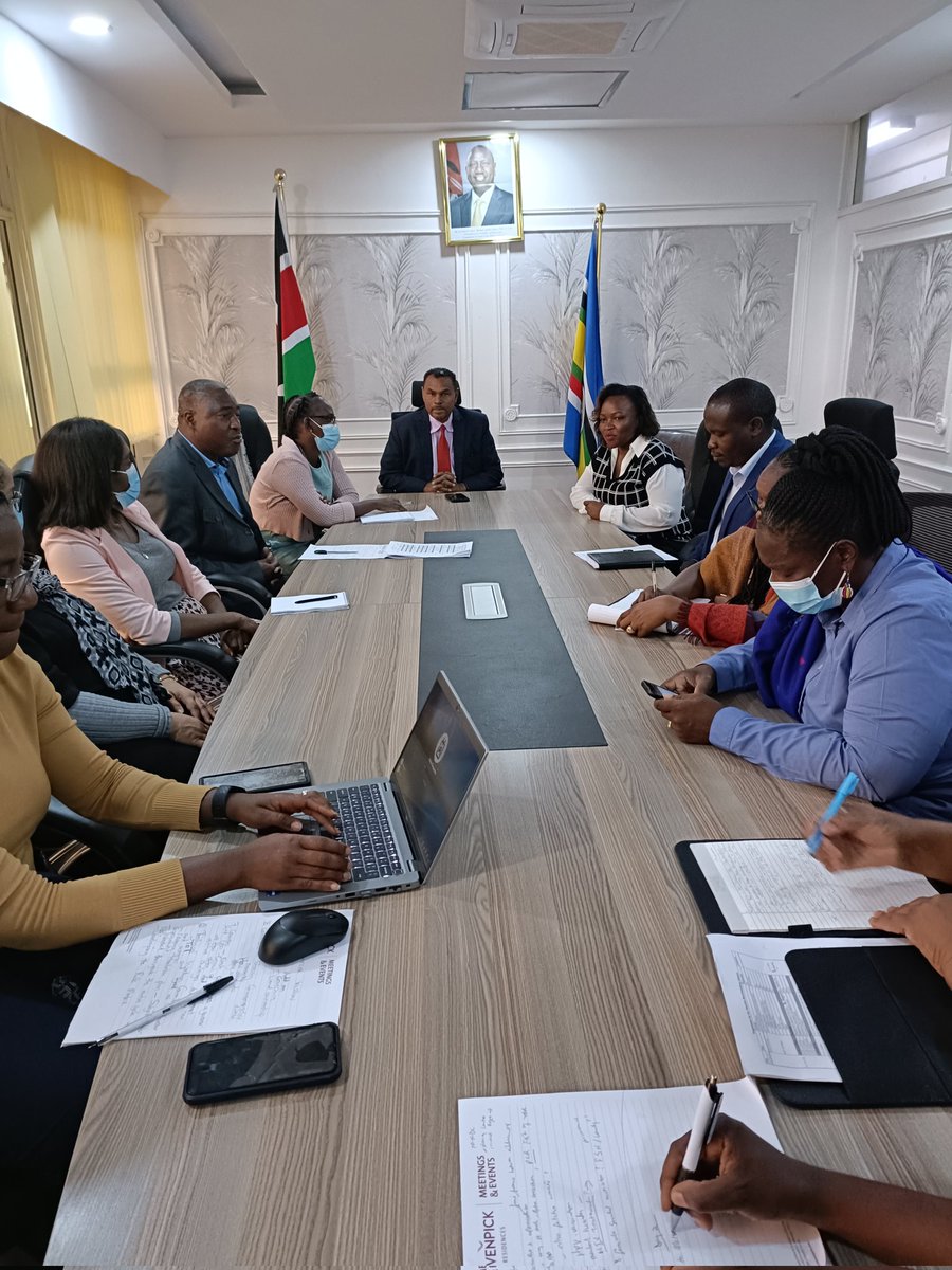 KNBStats's tweet photo. Dr Sitienei thanked the team from #Namibia for choosing #Kenya. He emphasized South-South partnerships between the two nations; encouraged the team to understand the #DHS #leadership #governancestructure and #communication mechanism @MOH_Kenya https://t.co/EuxRKHdMS4