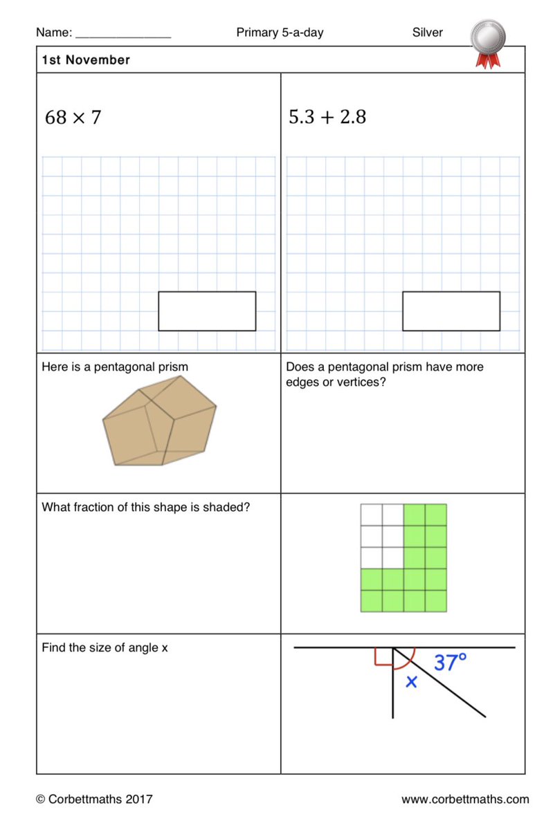 Corbettmaths on Twitter: "Primary 5-a-day with 4 levels of difficulty ...