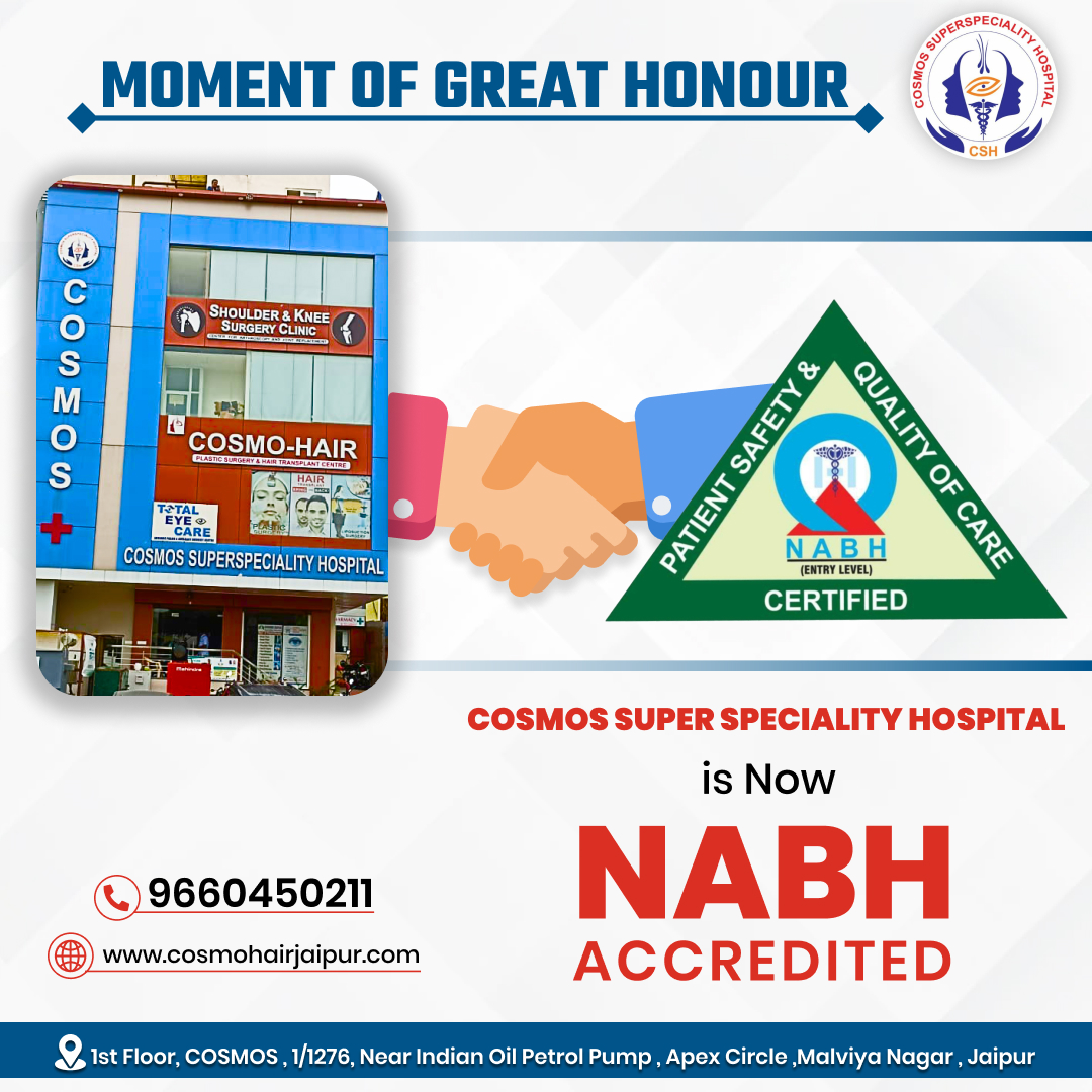 We are proud to announce that Cosmos Hospital Jaipur is now #NABHCertified.

A Moment of Great Honour For Our Team.🤝

#NABH #NABHAccredited #NABHAccreditation #CosmosHospital #CosmoHairJaipur #DrBuddhiPrakashSharma #Jaipur