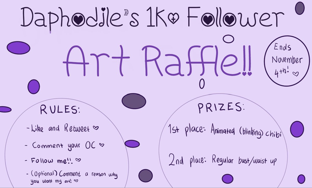 Daphodile_'s tweet photo. Thank you for 1k+ Daffodils! I am hosting a mini 3-day art raffle to celebrate! All the prizes and rules are in the picture below, and the extra pictures are examples of my art!! ❤️🎨✨ https://t.co/TS8cDAAZ8n
