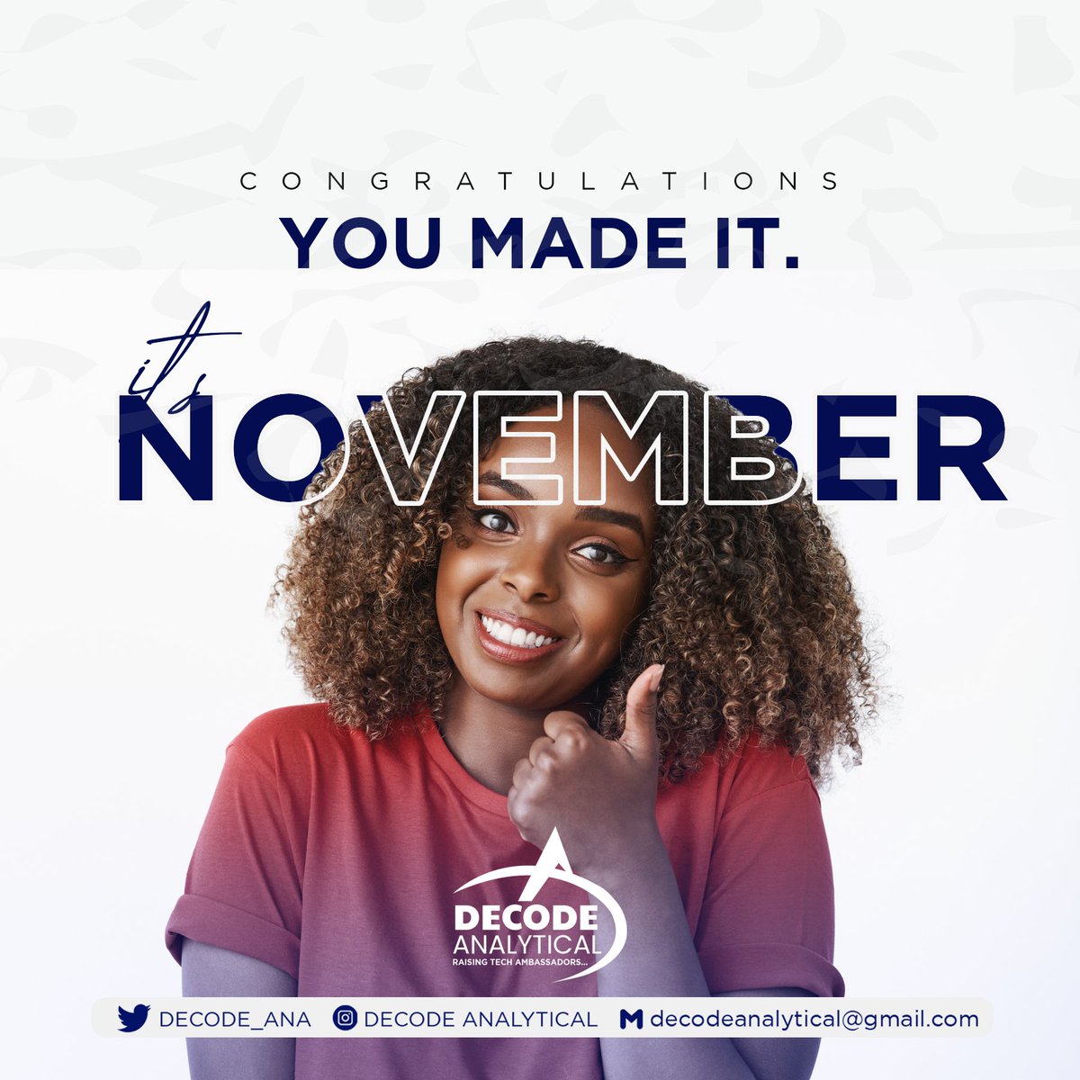 Decode_ana's tweet photo. You made this far, Congratulations π€.
#decodeanalytical #NovemberWish #November1st #webdevelopment https://t.co/NLG6MZzkJH