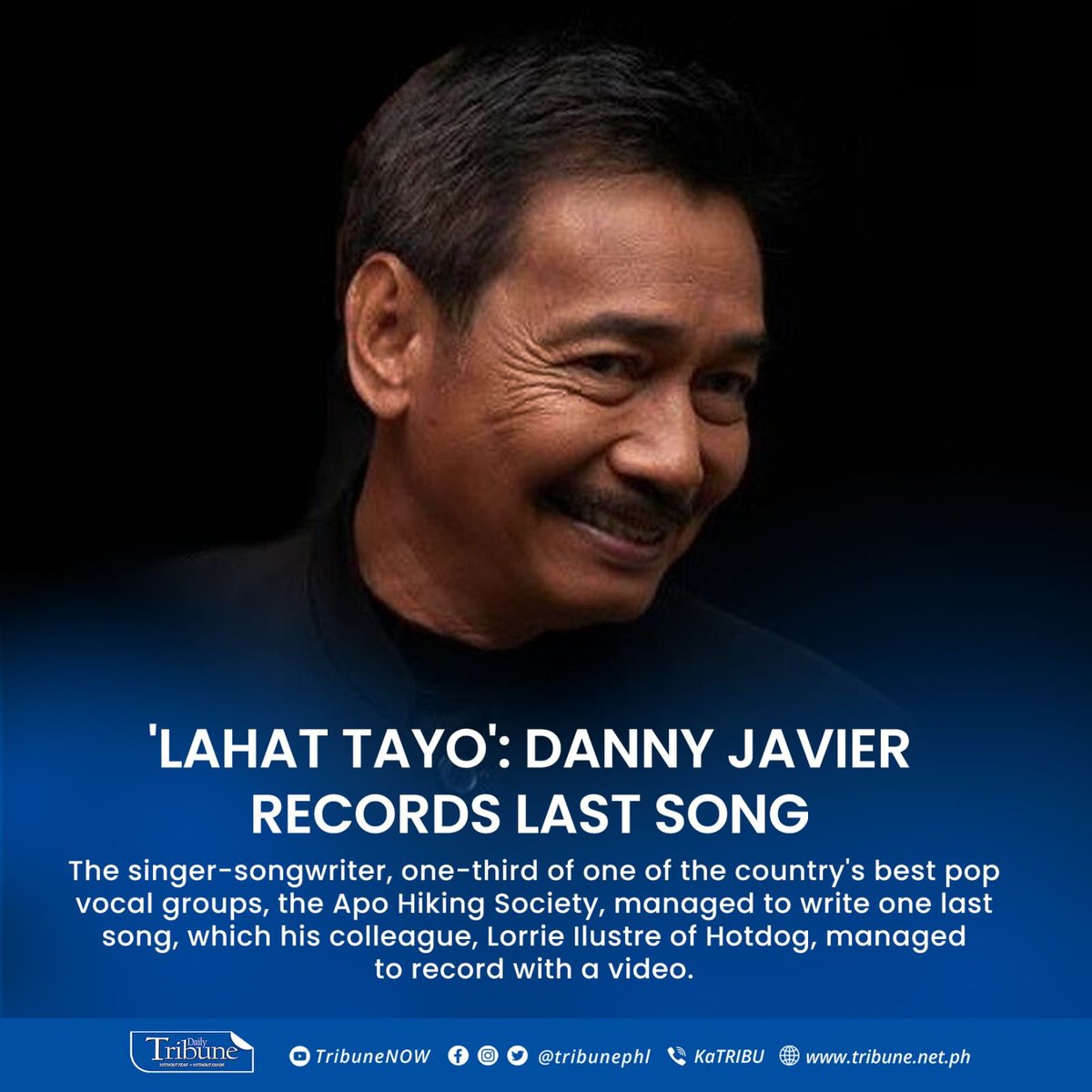 tribunephl's tweet photo. Danny Javier and his music lives on.
Full story: https://t.co/lVAQQKZk70
#DannyJavier
#ApoHikingSociety
#DailyTribune https://t.co/9Rld5mjMDo