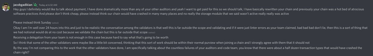 Business plan from <a href="/notionaldao/">Notional Ventures</a> 
1) Stop your network without solid proof
2) Decide to made code review 
3) Ask for money 

What a shame <a href="/gadikian/">Gadorkian</a> 
Please stop that crowd manipulation. If you want to help others just offer it without such intimidation