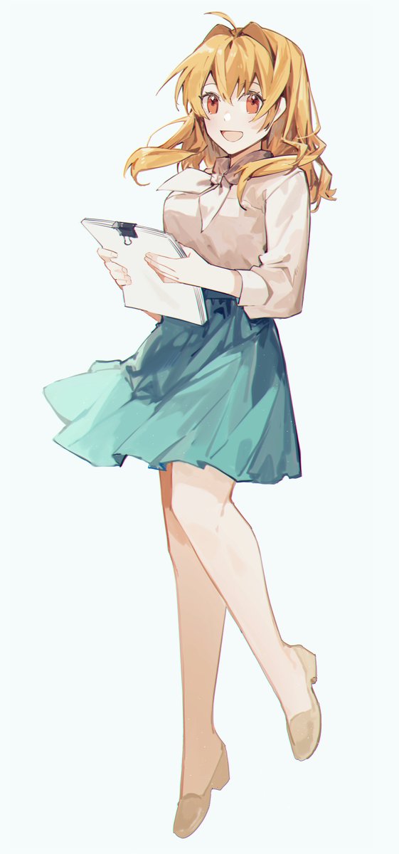1girl solo skirt smile white background open mouth shirt  illustration images