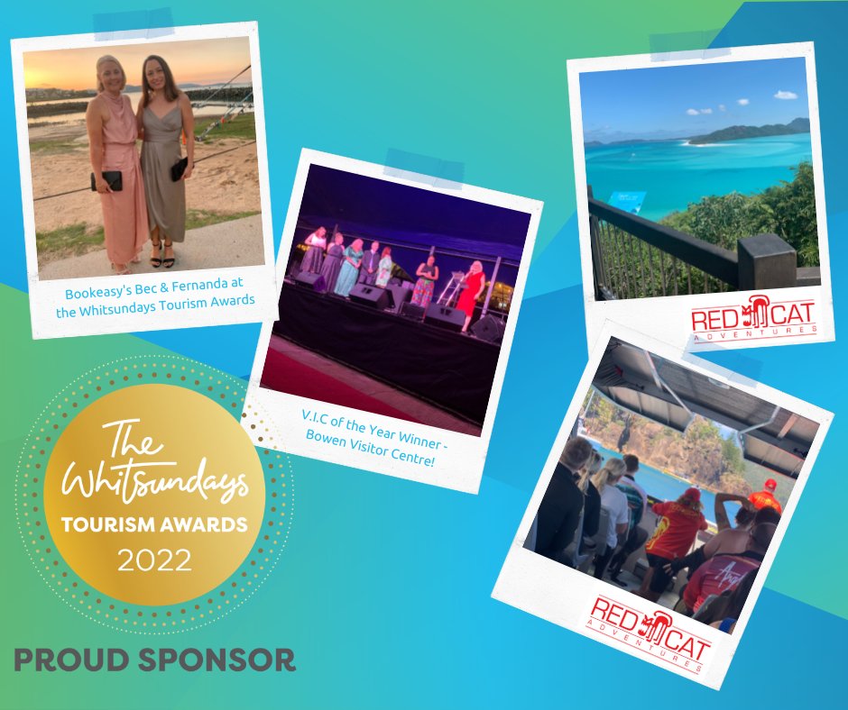 Bookeasy's tweet photo. An amazing few days in @WhitsundaysQLD for the Whitsundays Tourism Awards. Congrats to @VisitBowen on their VIC of the Year win. We caught up with the teams at Whitsundays &amp; @MackayTourism and even snuck in a cheeky day trip with Red Cat Adventures (@redcatadv) ⛵🐠 https://t.co/tMCwud1zXZ